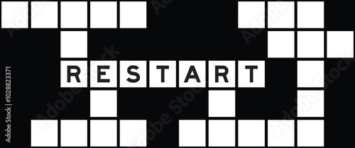 Alphabet letter in word restart on crossword puzzle background