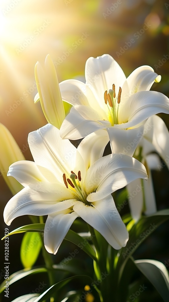 Lilies in the morning light: elegance and grace A peaceful depiction of colorful lilies blooming in the soft morning light, creating a serene atmosphere. Lilies in the morning light: elegance and grace A peaceful depiction of colorful lilies blooming in the soft morning light, creating a serene atmosphere.
