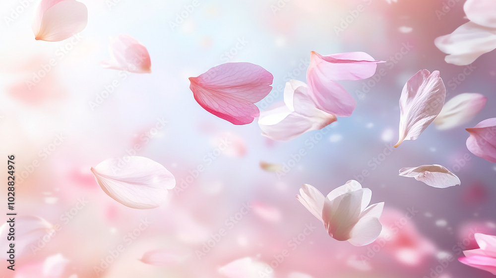 Background illustration of floating flower petals Background illustration of floating flower petals