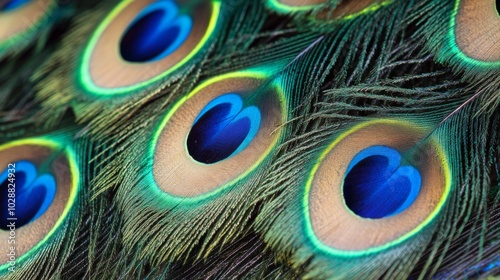 Close-up of a Peacock Feather with Vibrant Blue Eyespots