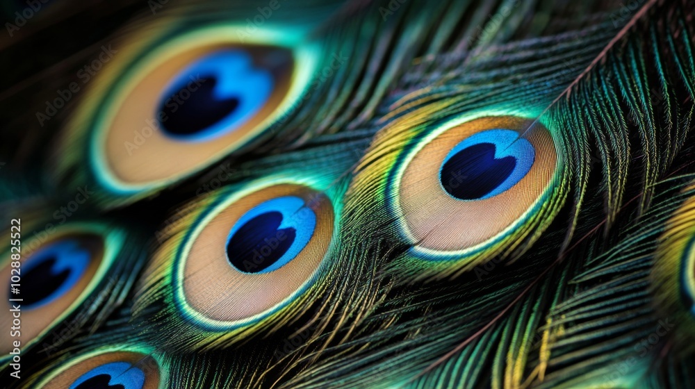 Fototapeta premium Close-up of a Peacock's Feathers Showing the Eye Patterns