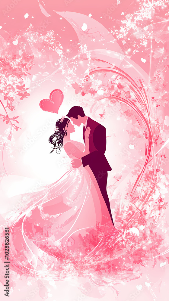 Romantic wedding .Bride and groom design vector image Romantic wedding .Bride and groom design vector image