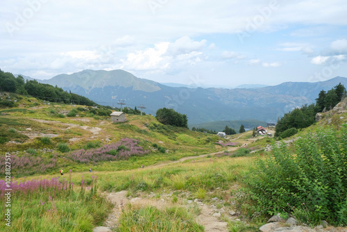 Aerial view of the Ceretto Laghi and Appenino Tosco Emiliano, houses, lakes, Emilia-Romagna, Italy