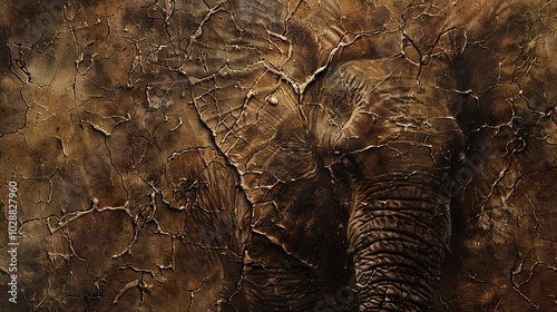 Closeup of watercolor painting of wrinkled elephant skin photo