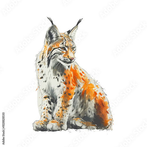Forest animal, lynx, watercolor, vector illustration. Eurasian Lynx. Big wild cats. Animals of Europe