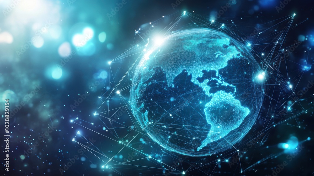 A two-dimensional globe surrounded by interconnected digital lines, symbolizing the global reach of technology and shared thinking. A two-dimensional globe surrounded by interconnected digital lines, symbolizing the global reach of technology and shared thinking.