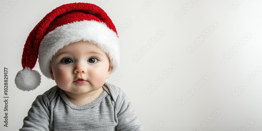 A baby wearing a red and white hat A baby wearing a red and white hat