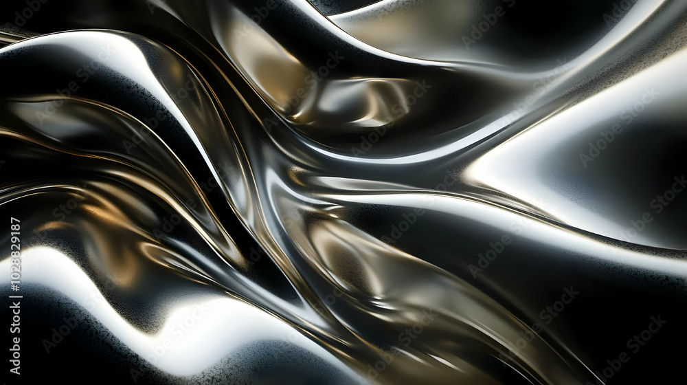 Abstract metallic surface with flowing, reflective patterns. Abstract metallic surface with flowing, reflective patterns.