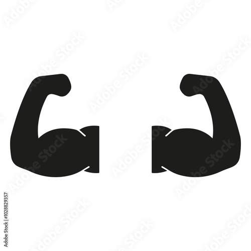 Bicep Silhouette Icon. Physical Strength and Muscle Building for Fitness and Workout Symbol. Isolated Vector Illustration