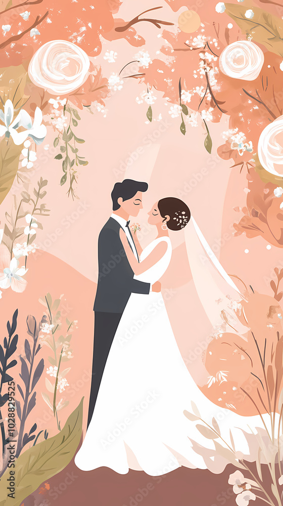 Romantic wedding .Bride and groom design vector image Romantic wedding .Bride and groom design vector image