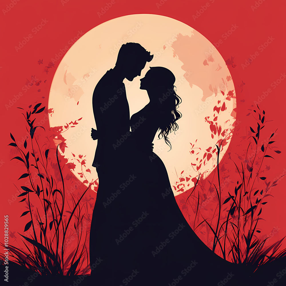 Romantic wedding .Bride and groom design vector image