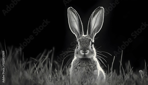 A Black-tailed Jack Rabbit curiously gazing at the photographer