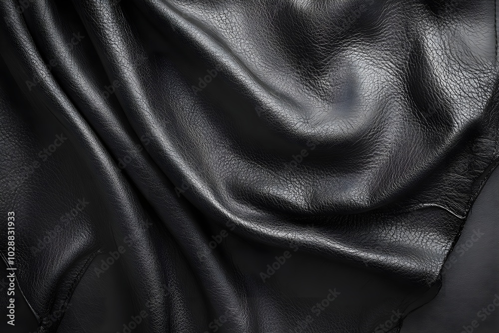 Fototapeta premium Leather texture: Elegant folds and shading A representation of high quality leather with visible wrinkles and shading that highlight the softness and structure of the material.