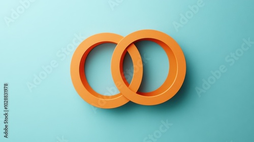 A striking equal pay message on vivid orange paper with a light blue background, showcasing an icon of two overlapping circles, representing unity and equality.