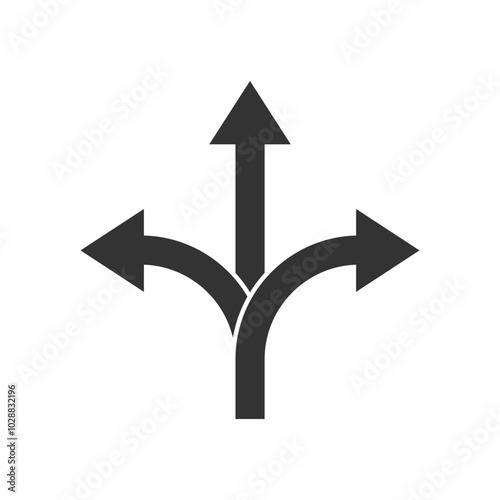 Crossroad graphic icon. Arrows sign isolated on white background. Vector illustration