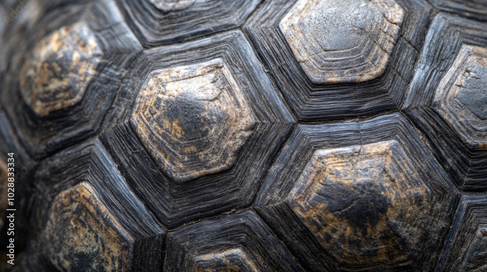 Naklejka premium Close-up Texture of a Turtle Shell with Geometric Patterns