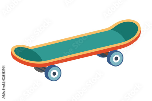 Isolated Skateboard Flat Vector Illustration of Land Transport on White Background. photo