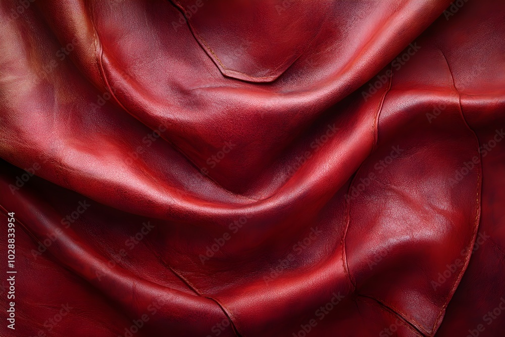 Fototapeta premium Leather texture: Elegant folds and shading A representation of high quality leather with visible wrinkles and shading that highlight the softness and structure of the material.