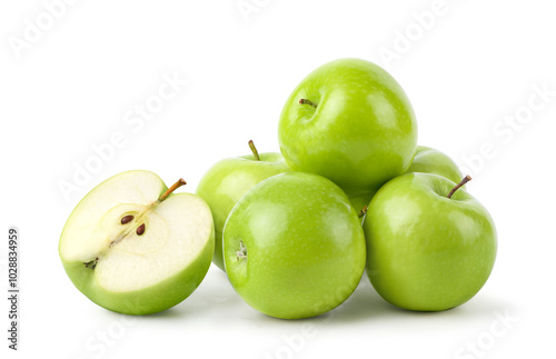 Foto Fresh green apples isolated on white background.