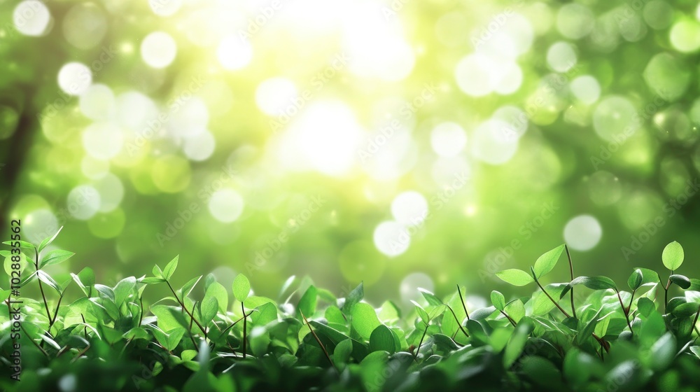 Lush Green Foliage with Sunlight Streaming Through Trees Lush Green Foliage with Sunlight Streaming Through Trees