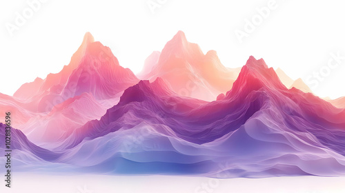 3D Soft Gradient Waves Form Abstract Mountain Peaks - Inspiring Landscape Journey Symbolizing Business Growth and Achievement