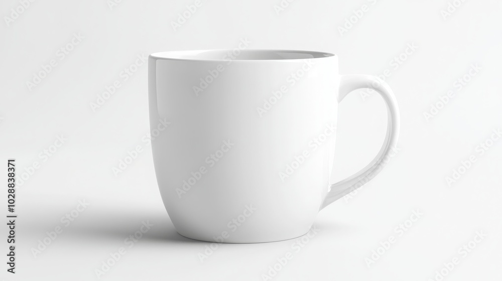 A simple, smooth white mug stands against a minimalistic background, ideal for showcasing designs or branding. A simple, smooth white mug stands against a minimalistic background, ideal for showcasing designs or branding.