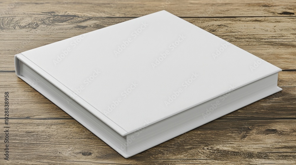 A plain white book rests on a rustic wooden surface, showcasing its simple and elegant design, perfect for notes or creative projects. A plain white book rests on a rustic wooden surface, showcasing its simple and elegant design, perfect for notes or creative projects.