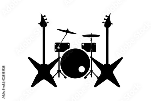 Rock Band Instrument Silhouette | vector silhouette illustration on white background