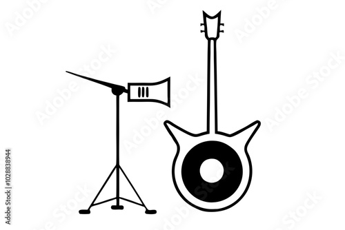 Rock Band Instrument Silhouette | vector silhouette illustration on white background