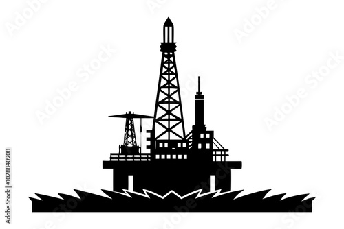 Oil rig silhouette vector | vector silhouette illustration on white background