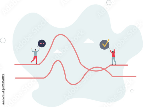 Active listening and speech hearing communication skills.Couple conversation with soft skills and ability to understand info.flat design with people.