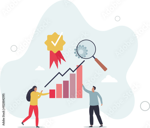 Quality assurance or performance tracking for development.flat design with people.