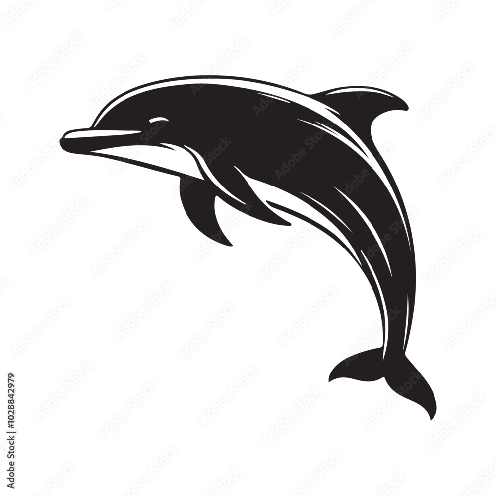 Dolphin jump out silhouette vector illustration. Dolphin jump out silhouette vector illustration.