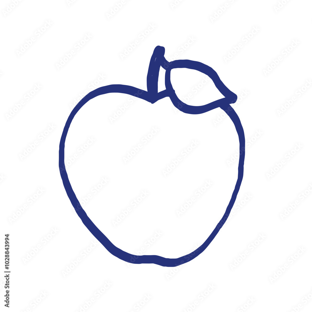 Apple fruit with leaf isolated on white background. Hand drawn doodle vector sketch. Green color sweet food Apple fruit with leaf isolated on white background. Hand drawn doodle vector sketch. Green color sweet food
