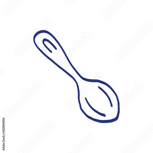 Spoon. Kitchenware sketch. Doodle line vector kitchen utensil and tool. Cutlery illustration