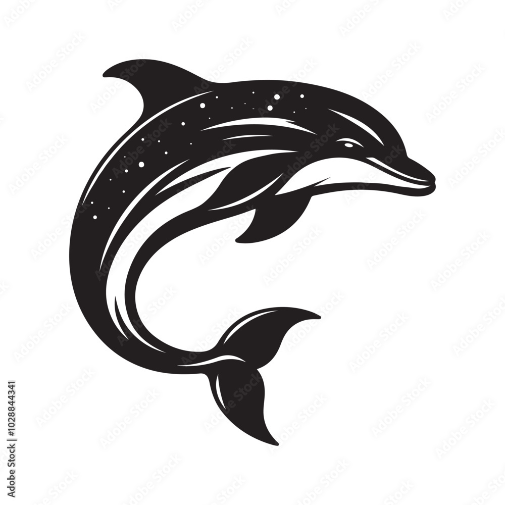 Dolphin jump out silhouette vector illustration. Dolphin jump out silhouette vector illustration.