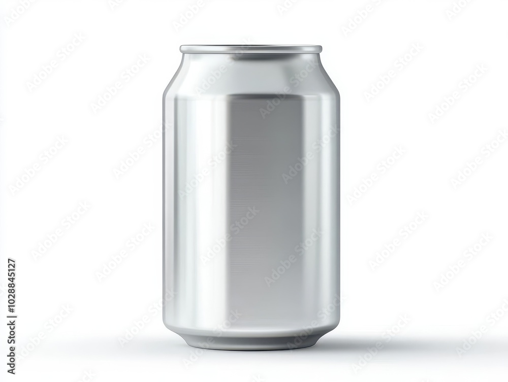 realistic 330 ml aluminum beverage drink soda can isolated on a pure white background, showcasing sleek design and refreshing appeal, perfect for product mockups or advertisements