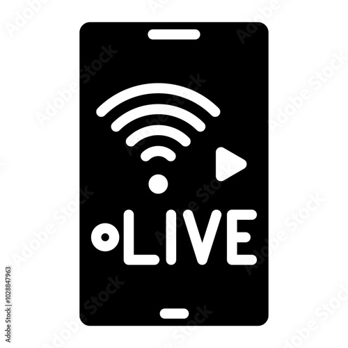 Mobile Live Stream icon vector image. Can be used for Live Streaming.