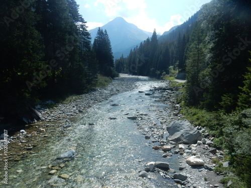 The Avers Rhine in Ferrera Valley, Switzerland, Canton of the Grisons, Viamala  photo