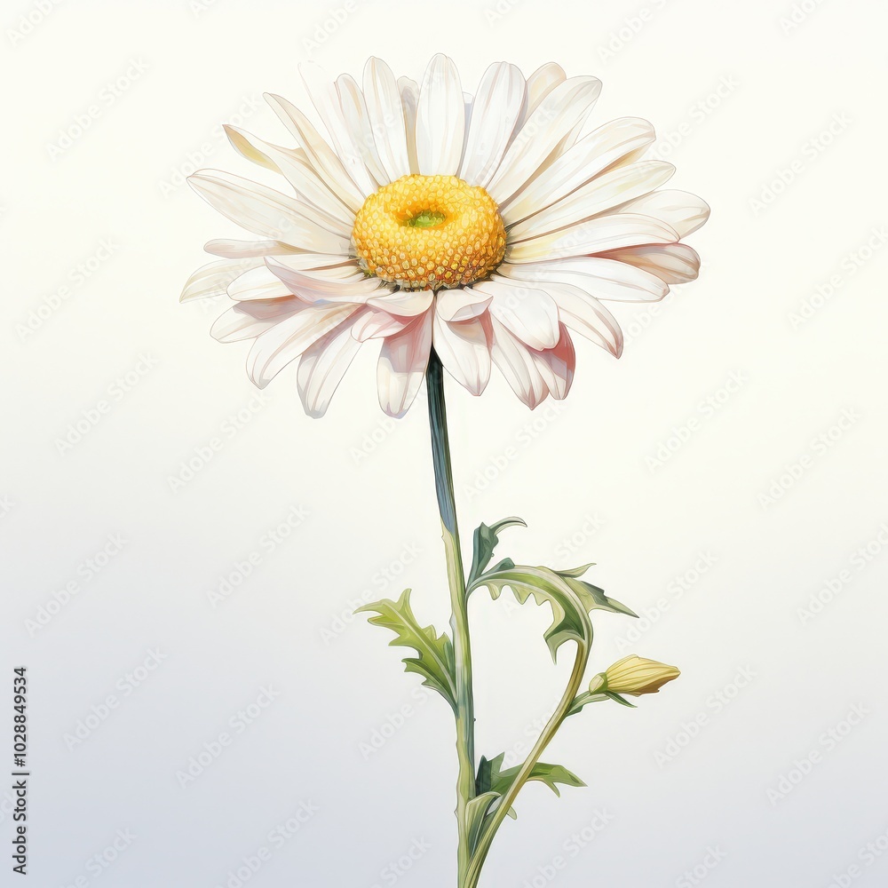 Naklejka premium White Daisy Blossom on Soft Gradient Background