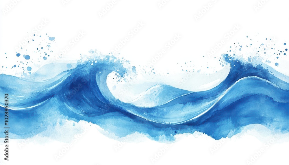 Abstract watercolor waves in varying shades of blue for artistic backgrounds Abstract watercolor waves in varying shades of blue for artistic backgrounds