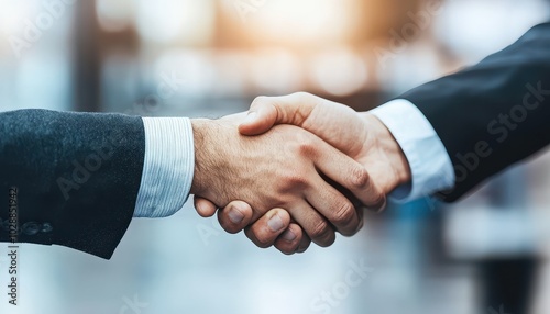 Senior business people shaking hands after a successful job interview in an office