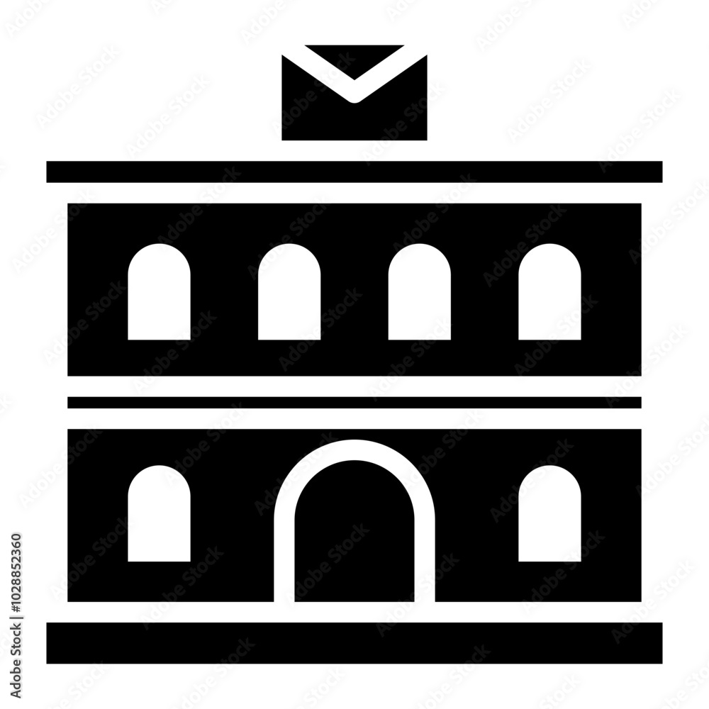 Post Office Building icon vector image. Can be used for Postal Service. Post Office Building icon vector image. Can be used for Postal Service.