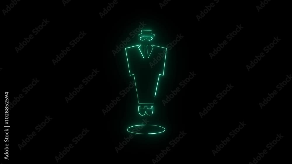 Neon shine man icon animation on black background. Neon shine man icon animation on black background.