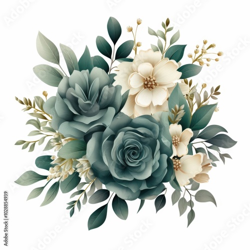 Elegant Floral Arrangement in Soft Green and Beige Tones