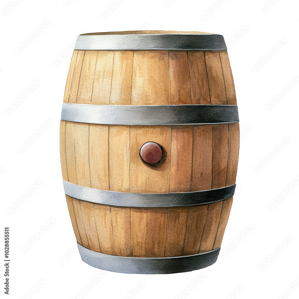 Obraz premium Rustic Wooden Barrel with Metal Bands and Knob
