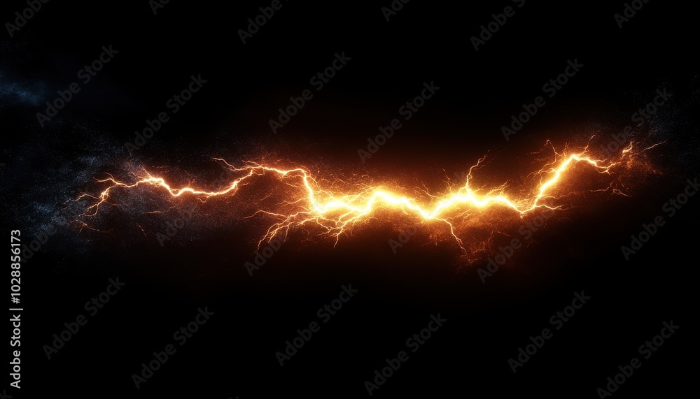 Striking colored 3D rendering of lightning illuminated against a dark background Striking colored 3D rendering of lightning illuminated against a dark background