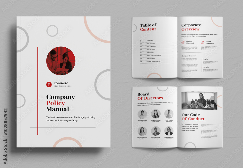 Policy Folder Layout Company Policy Layout Stock Template | Adobe Stock