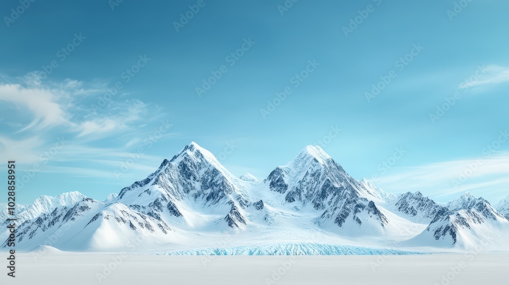 Majestic Mountain Range with Glacial Features Majestic Mountain Range with Glacial Features
