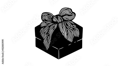 Fabric furoshiki wrap knotted around a gift box, eco-friendly and stylish, illustration art